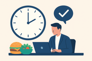 Pausa para la comida, trabajo efectivo